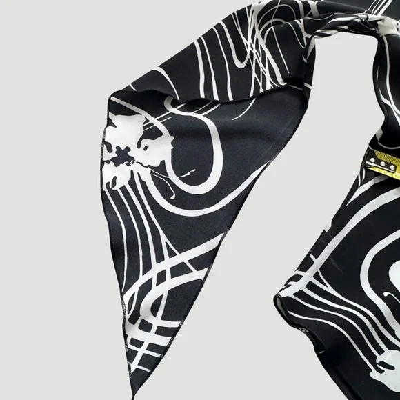 Vintage Ozone USA Black White Asymmetrical Handkerchief Blouse M Y2K Whimsigoth - Picture 5 of 13